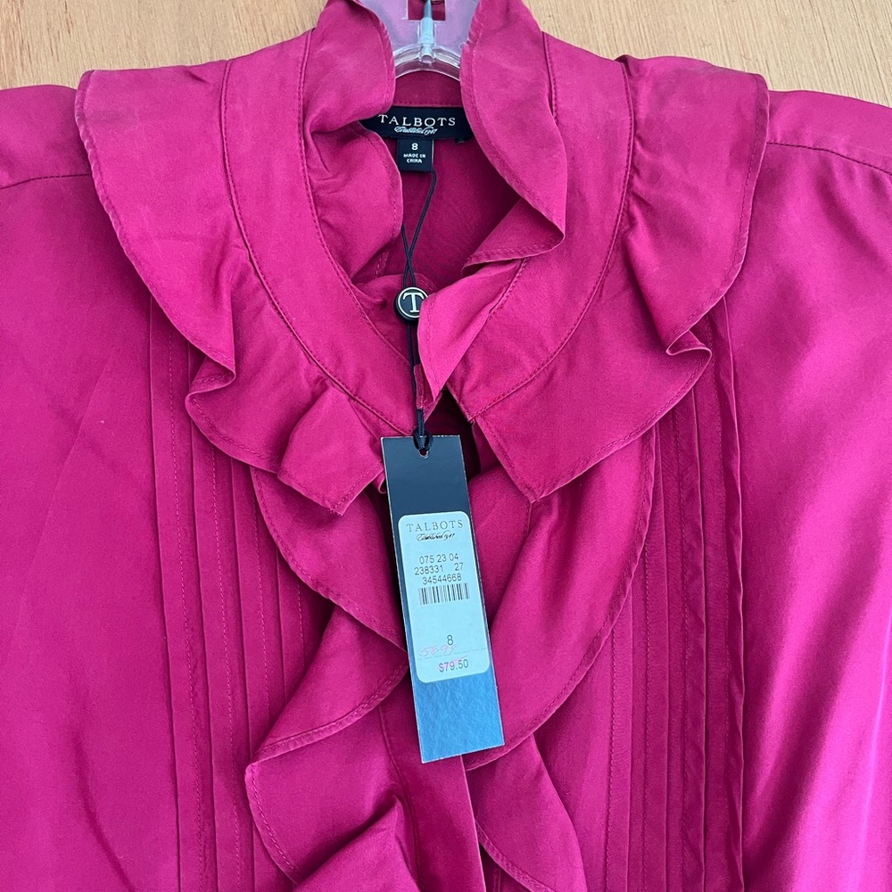 Talbots Fuchsia Ruffled Blouse - Picture 2 of 3